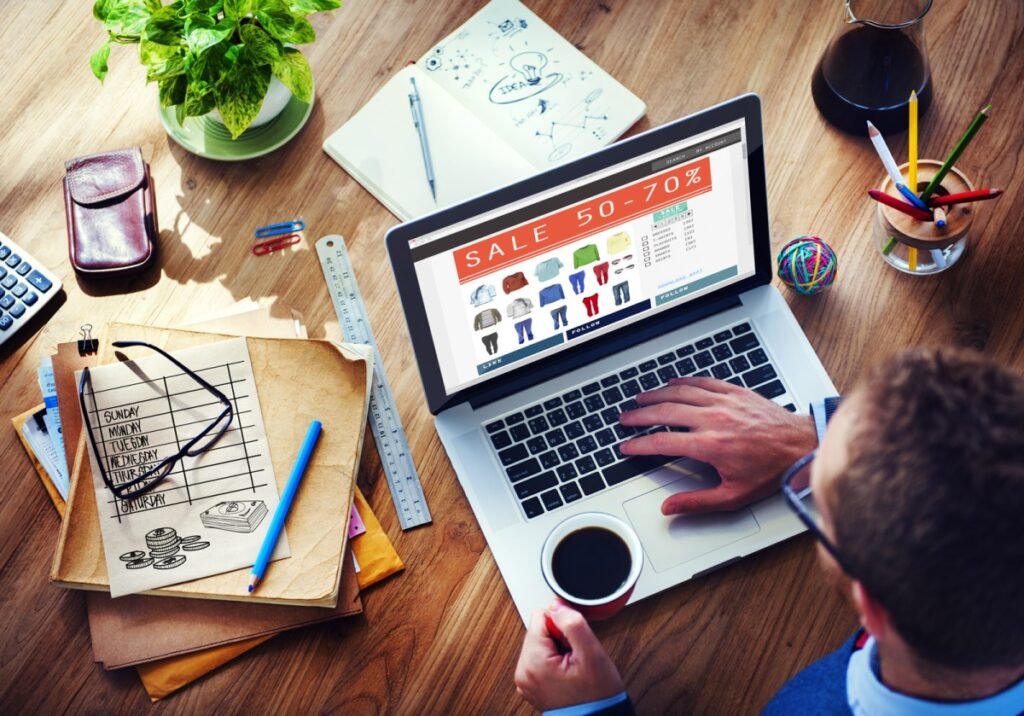 Man browsing online sale